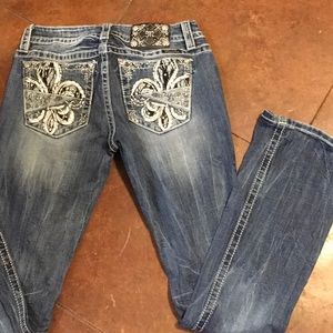 Miss Me Women's Blue Boot Cut Jeans with Embellished Back Pockets